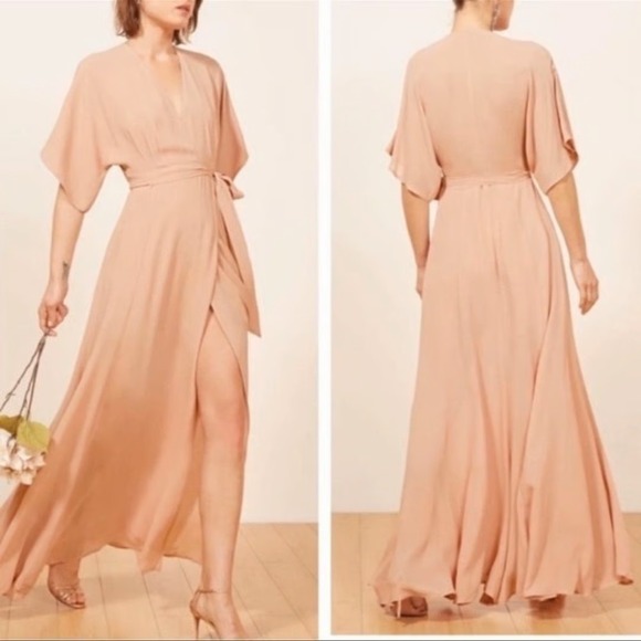 Reformation Dresses & Skirts - Reformation Winslow Maxi Wrap Dress in Blush Pink Size XS Ethereal Balletcore